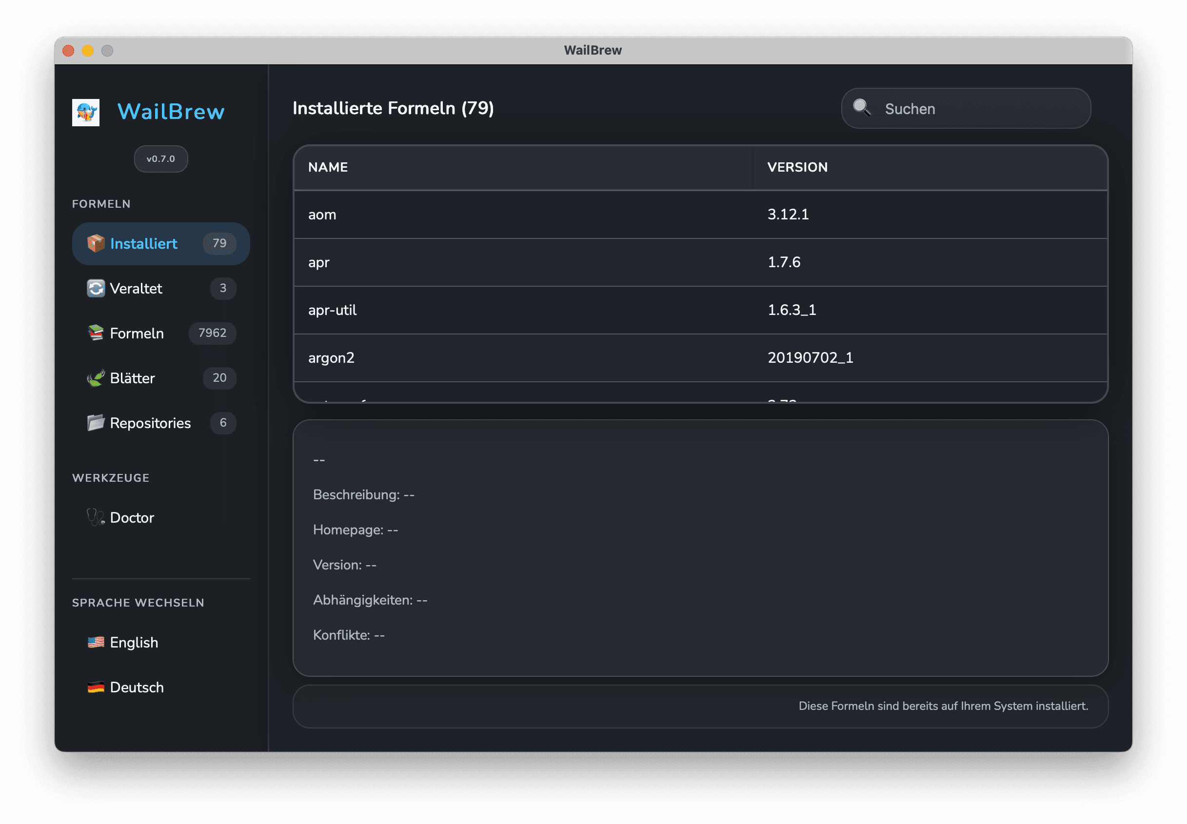 WailBrew Main Interface